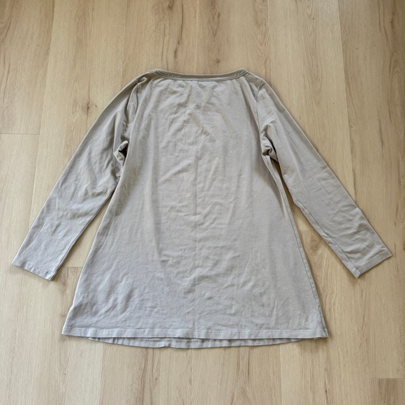 Beyond Threads Tan‎ Pima Cotton Blend Long Sleeve Tunic Top Womens XL Minimalist - Picture 6 of 9
